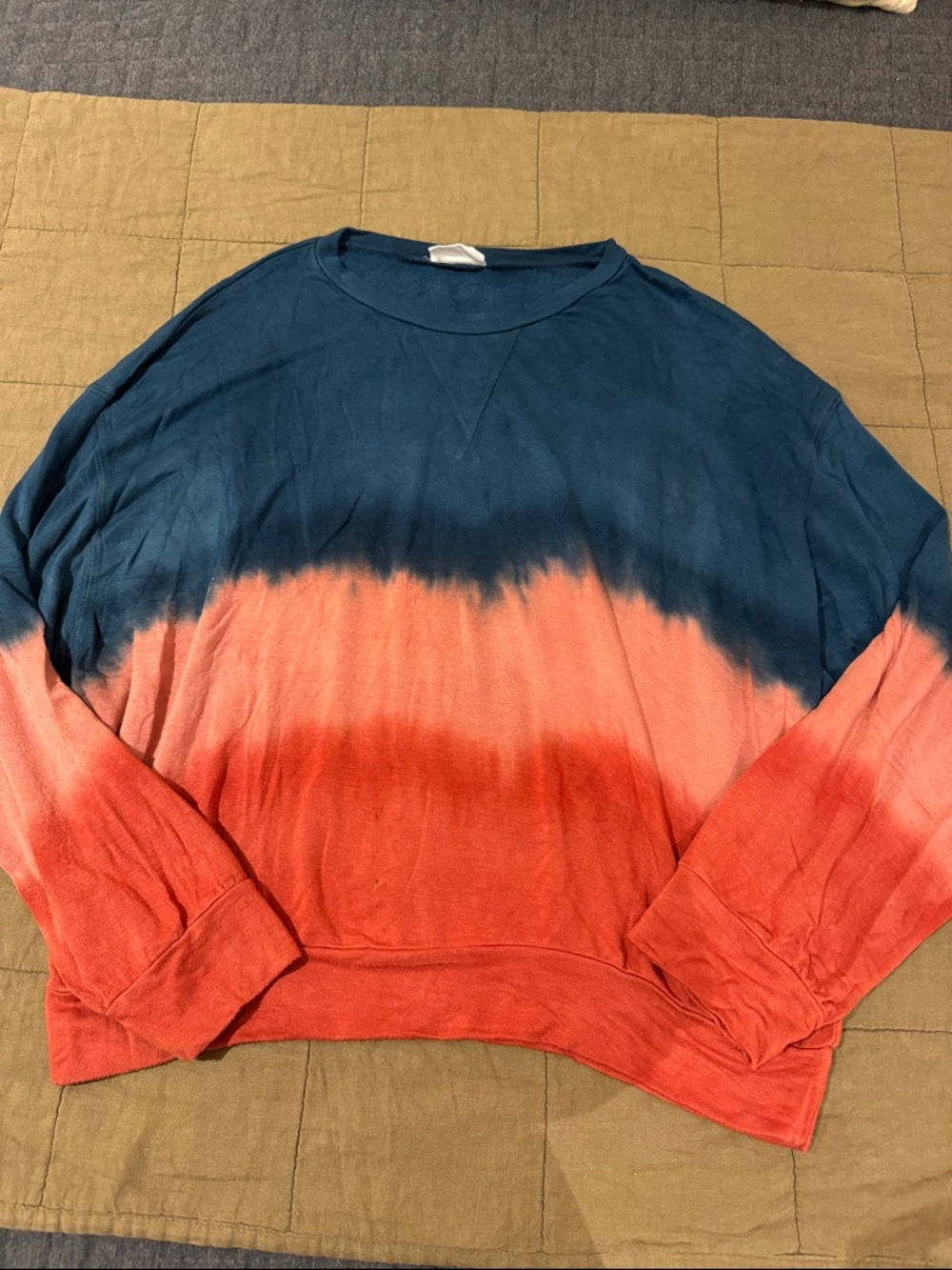 LNA Tie-Dye Crewneck Sweatshirt in Navy and Coral